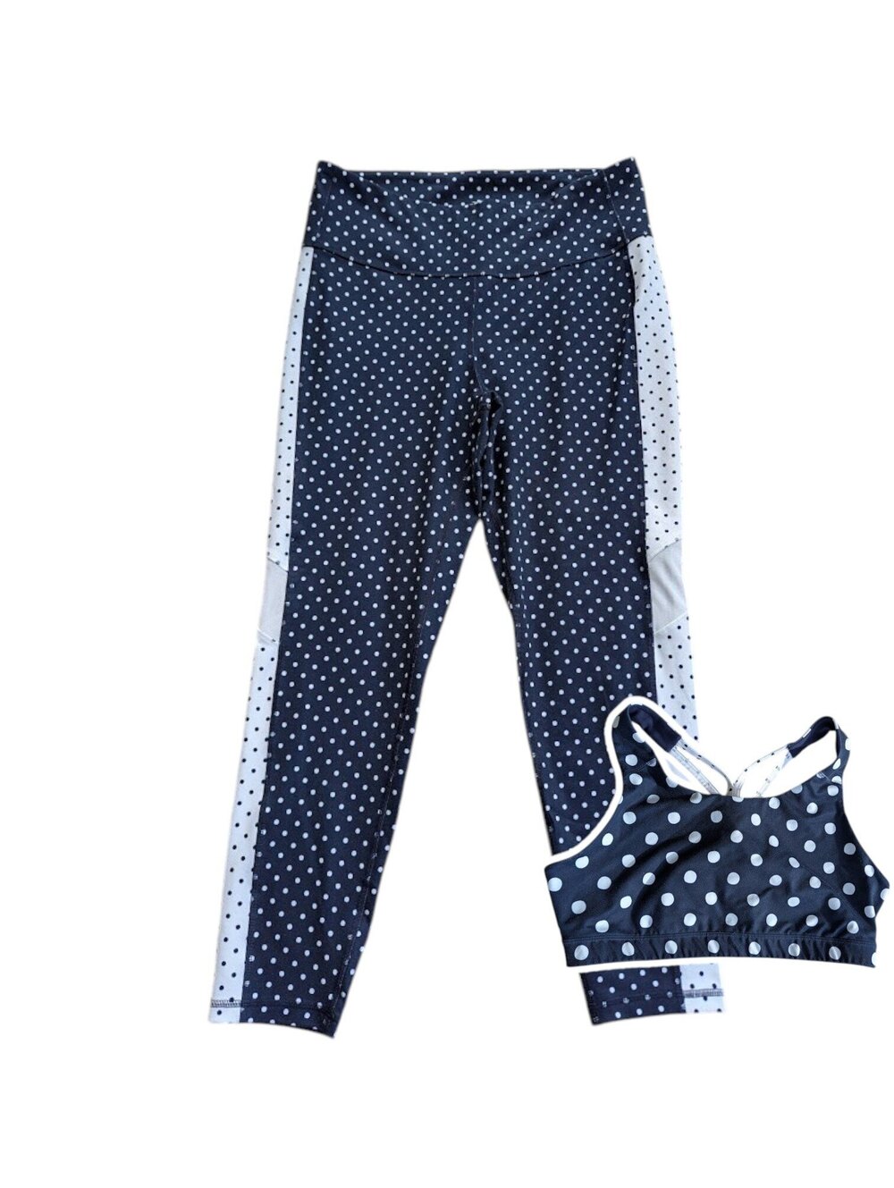 Old Navy Active XL Navy Blue Polka Dot Leggings Sports Bra Set 17x13 16x26 Yoga